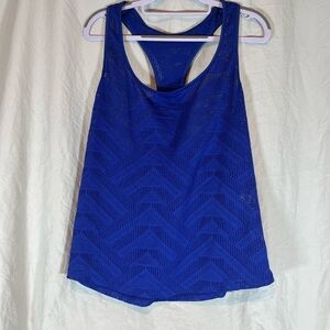 Blue Sleeveless Mesh Top